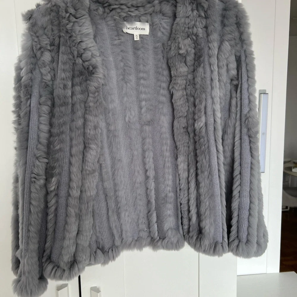 Heartloom Gray Plush Faux Fur Teddy Jacket - Picture 2 of 8